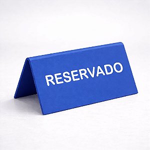 Placas Reservado para Mesa em Acrílico AZUL 6 X 15 Cm - Kit 10 peças