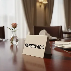 Placas Reservado para Mesa em Acrílico Branco 10 x 9,5 cm - Kit 10 peças