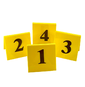 Placas Numeradas para Mesa em Acrílico Amarelo