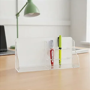 Suporte de Apagador e Canetões em Acrílico Branco e Transparente