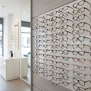 Painel Expositor para Óculos em Acrílico 120x100 cm 112 Posições - Consulte Frete!