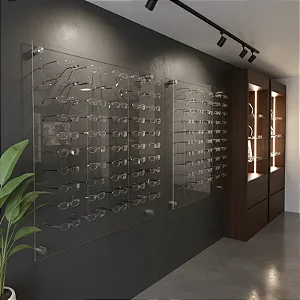 Painel Expositor para Óculos em Acrílico 100x90 cm 84 Posições