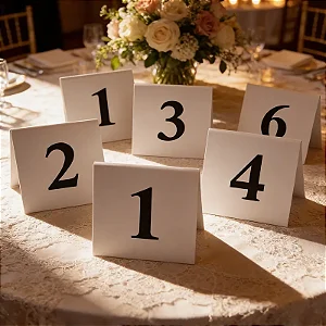 Placas Numeradas para Mesa em Acrílico Branco