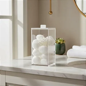 POTE EM ACRÍLICO TRANSPARENTE COM TAMPA - 15 CM DE ALTURA