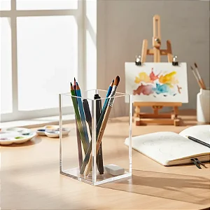 Porta Caneta em Acrílico Transparente