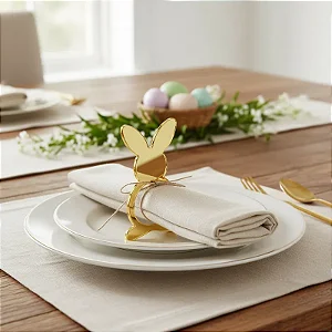 Anel Porta Guardanapos Coelho em Acrílico Espelhado