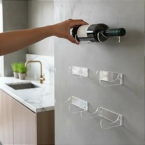 Kit com 5 Suportes de Garrafa em Acrílico para Vinho, Cachaça e Adega