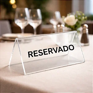 Placas Reservado para Mesa em Acrílico Transparente 6 X 15 Cm - Kit 10 peças
