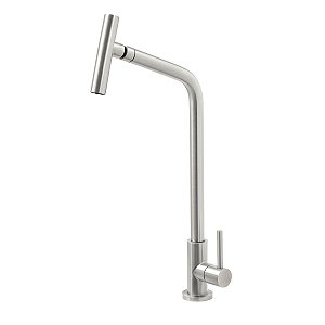 Torneira de Bancada Tramontina Versa em Aço Inox com sistema anti-gotejamento e Bica Articulável