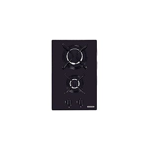 Cooktop a Gás Tramontina Dominó em Vidro Temperado Preto com Trempes em Aço Carbono e Acendimento superautomático 2 Queimadores