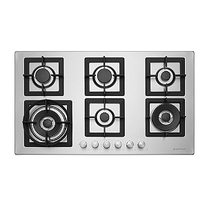Cooktop a Gás Elettromec Quadratto 6 Bocas Tripla Chama Inox Gusa 90cm Bivolt