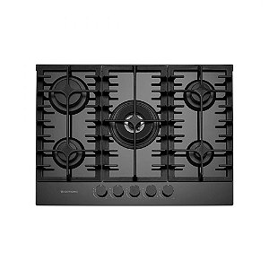 Cooktop Elettromec Vetro à Gás 5 Bocas Tripla-Chama Vidro Preto 70cm Bivolt - CKG-5Q-70-VT-3TNA