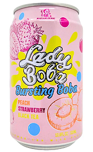 LADY BOBA BUBBLE TEA SABOR PÊSSEGO COM MORANGO E CHÁ PRETO MADAM HONG - 320ml
