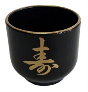 COPO PARA SAKE COM IDEOGRAMA - PRETO E DOURADO