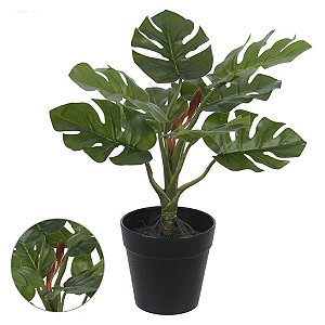 Planta Artificial Costela de Adão Real Toque 30cm com pote