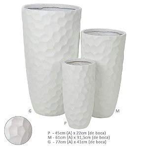 Vaso Cachepot Fibrocimento Kit com 3 Und Branco