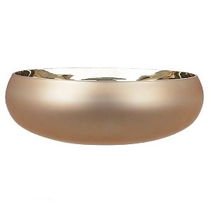 Vaso Bacia de Vidro Dourado 2 tons Fosco 38cm