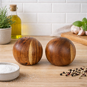 Saleiro e Pimenteiro MD Acacia 6,2x7cm