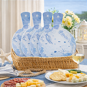 Tábua de Frios Melamina Náutica Kit 6 (Branco Azul) 22,8x32cm