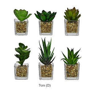 Kit Suculentas Verdes 6 Unid 10cm Alt Planta Artificial