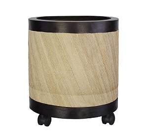 Vaso Cachepot Madeira Marrom Ecológico c/rodízio 33x29cm