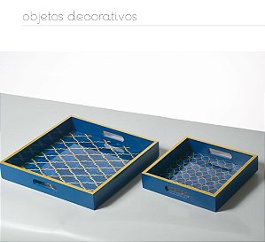 Bandeja Decorativa Mdf Azul