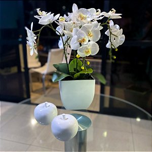 Arranjo de Orquídea Permanente no Vaso de Vidro Branco