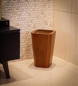 Vaso Cachepot Madeira Marrom 40X25cm