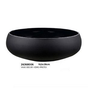 Vaso Bacia de Vidro Redondo 28cm Preto