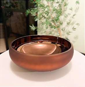 Vaso Bacia de Vidro Cobre 2 tons Fosco 28cm