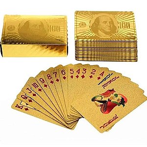 Baralho Dourado Dollar Poker Cartas Jogos D'agua