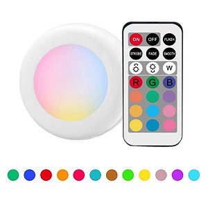 3 Lampadas Luminaria Led RGB Controle Remoto Para Armario