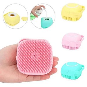 Esponja De Silicone Para Banho Massageador Dispenser Shampoo