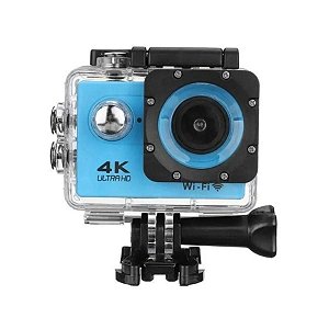 Câmera De Ação 4K Ultra HD Com Wifi A Prova D’Água Azul