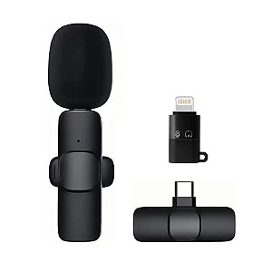 Microfone Sem Fio Transmissor Receptor De Lapela Para iPhone E Android Tipo c