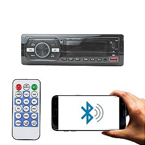 Rádio Veicular Com Bluetooth Controle Remoto Reprodutor Multimídia MP3 FM USB TF Mod. 10289