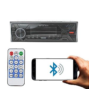 Rádio Veicular Com Bluetooth Controle Remoto Reprodutor Multimídia MP3 FM USB TF Mod. 10290