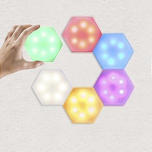 Luminária Quântica Hexagonal Led Rgb Colorida Controle Remoto