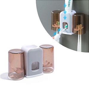 Dispenser Aplicador Creme Dental Suporte 4 Escovas Banheiro Parede Multifuncional