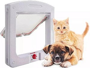 Porta Pet Door Para Cães E Gatos Ate 7kg Com Trava 4 Funções