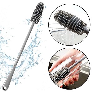 Escova De Silicone Para Lavar Garrafa Copos Mamadeira E Taças