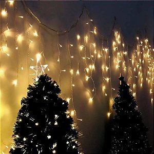 7 Metros Cascata Com 300 Lampadas Led Pisca Natal De Tomada