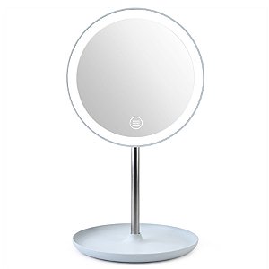 Espelho Redondo 25 Led A Pilhas De Mesa Portátil 15 Cm Make