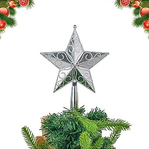 Ponteira Estrela Decoração Enfeite Árvore De Natal 14cm