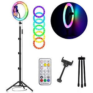 Kit 10 Polegada Colorido Ringlight Rgb Led Anel Luz 26 cm