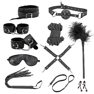 Kit 11 Peças Mascara Chicote Algema Corda Bondage Fantasia