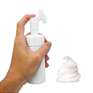 Frasco Pump Espuma Escovinha de Limpeza Facial Massageadora Skin Care Silicone 100ml