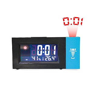 Relógio Alarme LED Despertador Portátil Com Projetor de Hora