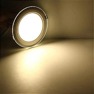 CDSP - Luminária Lâmpada LED 12W Plafon Embutir Redonda Borda de Vidro