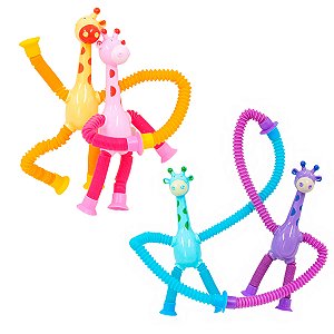 Girafa Pop It Tubo Led Estica Puxa Gruda Brinquedo Infantil